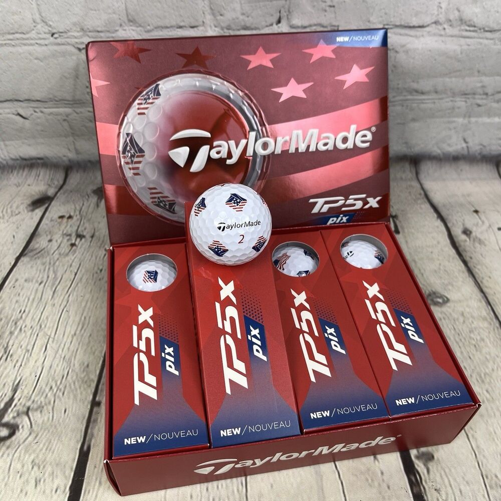 TaylorMade TP5x Pix USA Golf Balls 1 Dozen White Flag Stars Stripes 250 Anniv.